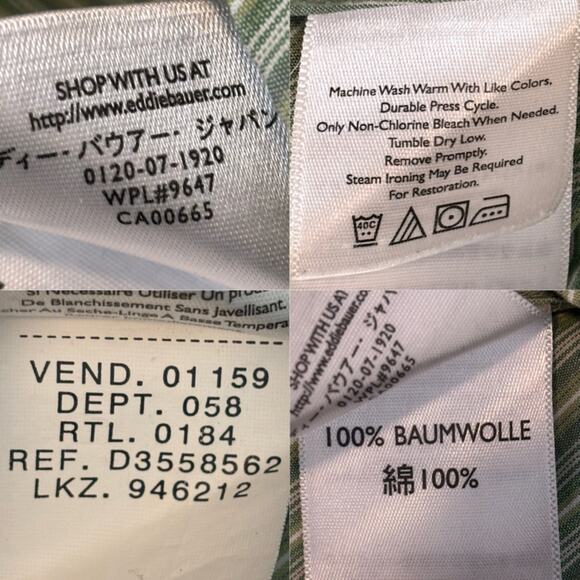 Eddie Bauer button up Woman's size Large 100% Cotton Striped green - Picture 4 of 16